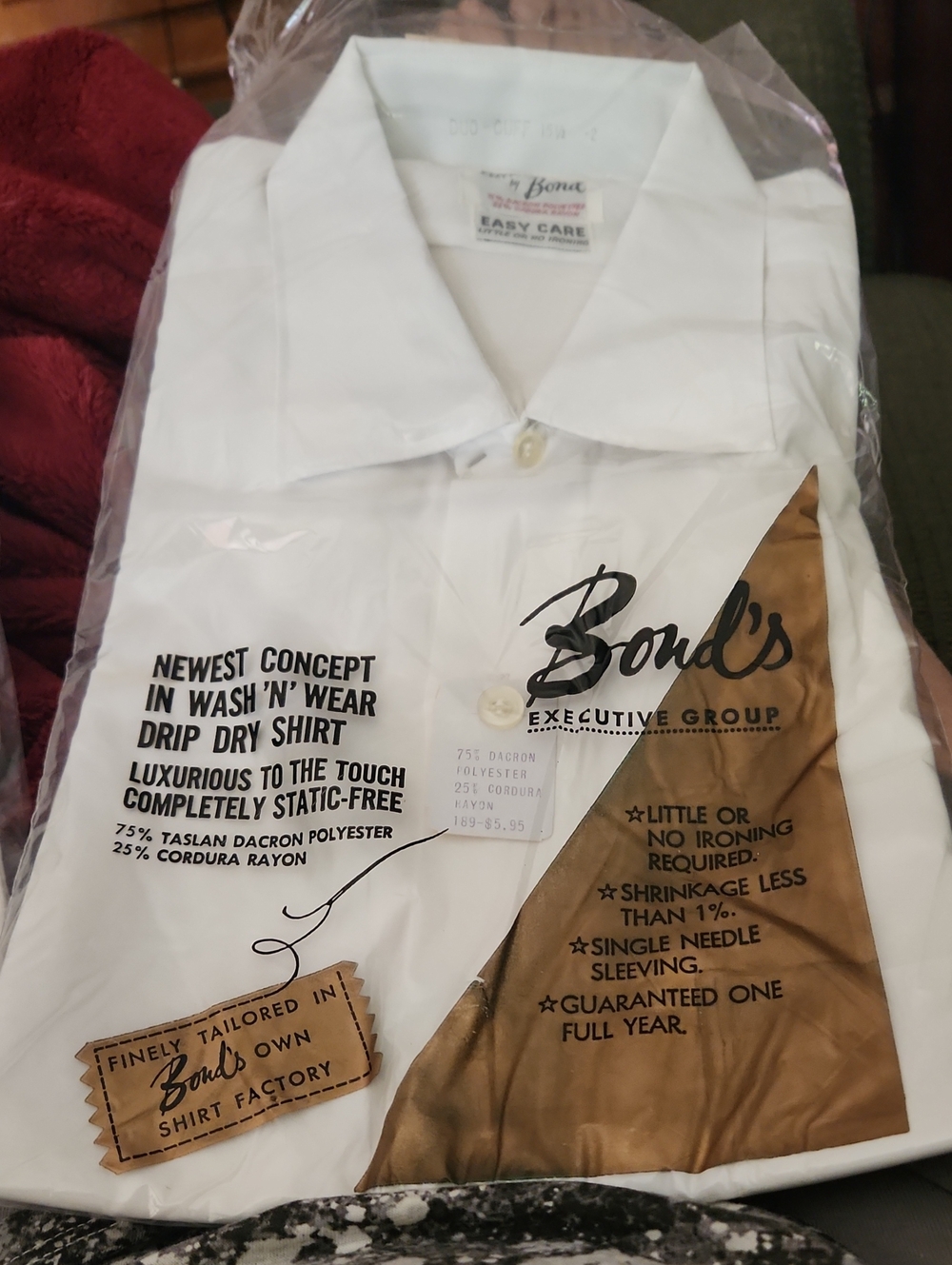 Bonds White Men's Casual Wash N'wear Drip Dry Shirt 15 1/2 32